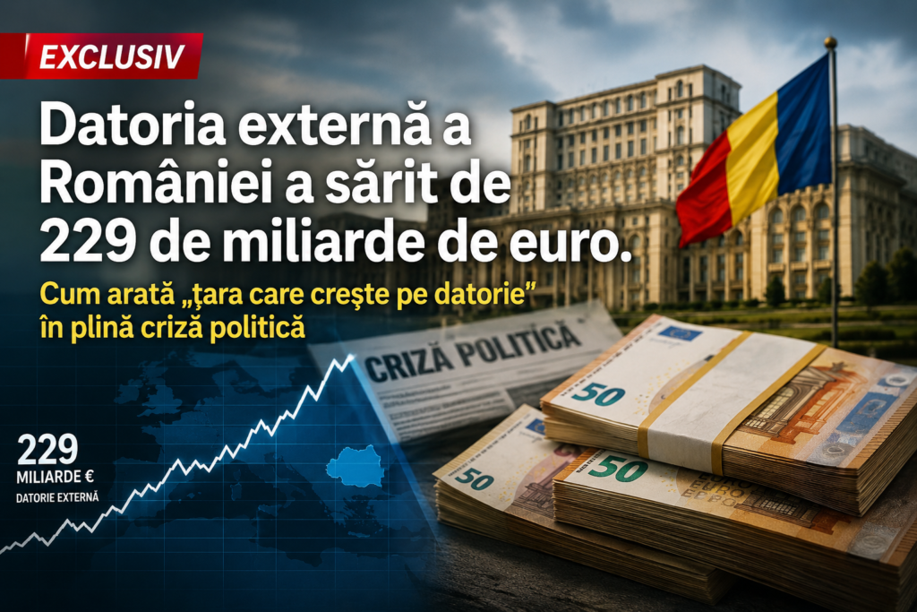 Datoria externă a României a sărit de 229 de miliarde de euro